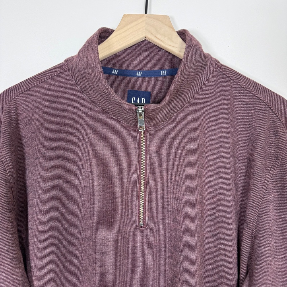Gap Mens Quarter Zip Pullover Size XL Heathered Burgundy Long Sleeve Layering